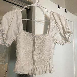 Puffy sleeve off the Shoulder Crop Shirt